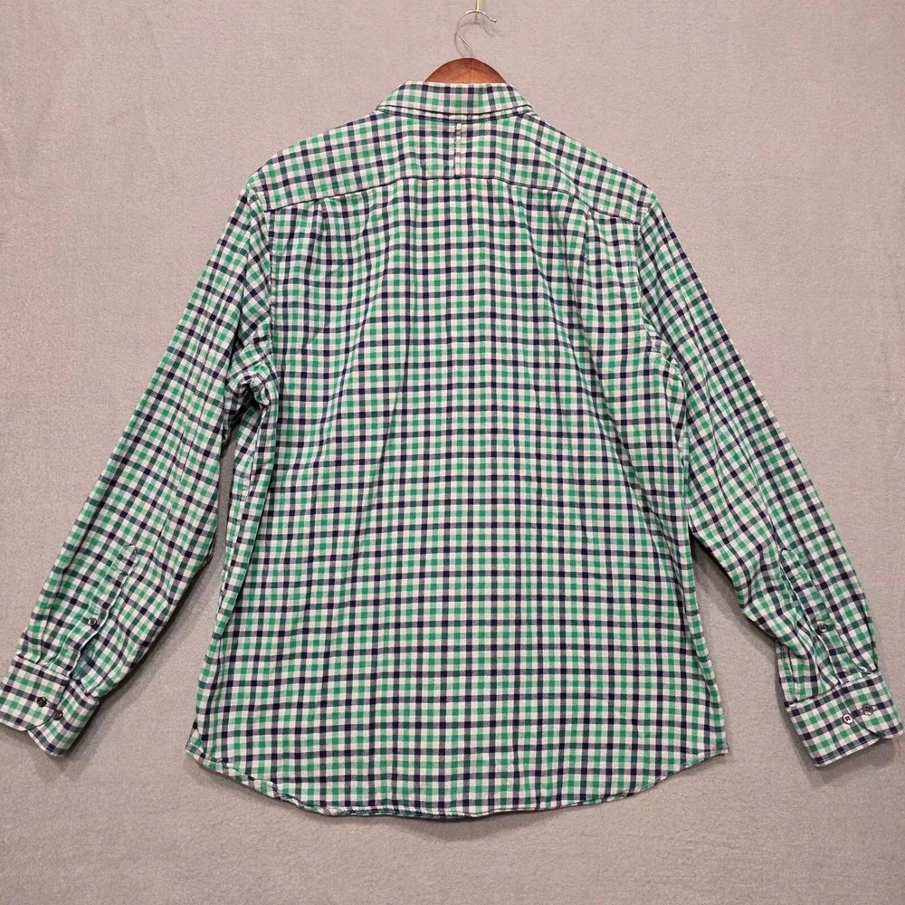 Banana Republc Mens Green Plaid Long Sleeve Button‎ Up Flannel Size XL